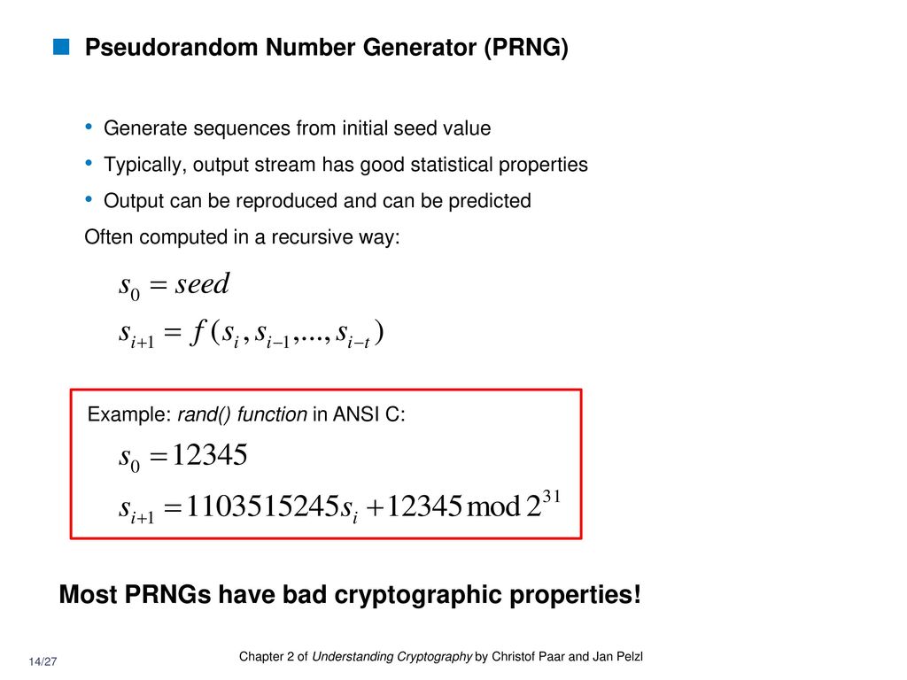 Pseudorandom Number Generator (PRNG)