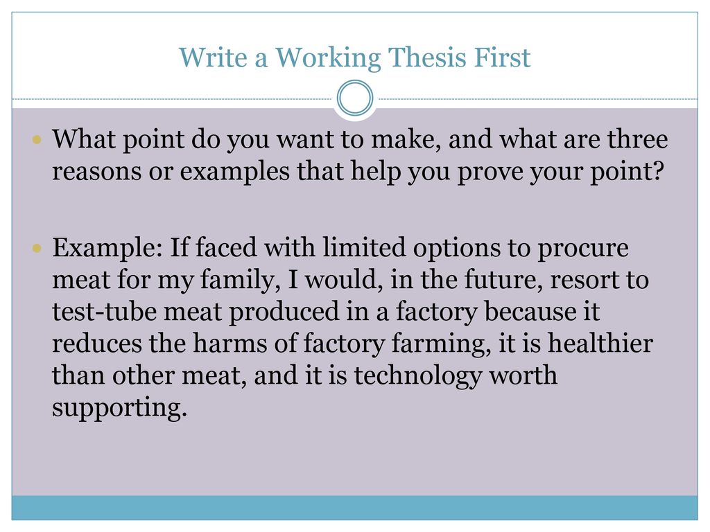 Write a Working Thesis First