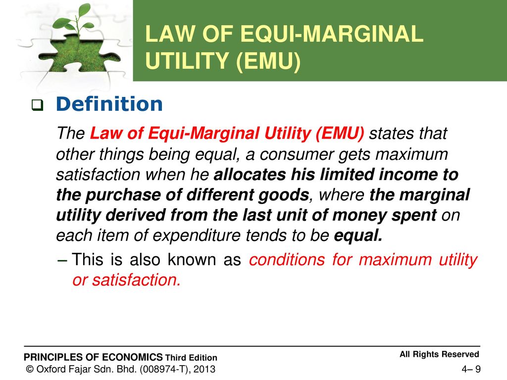 equi marginal utility definition