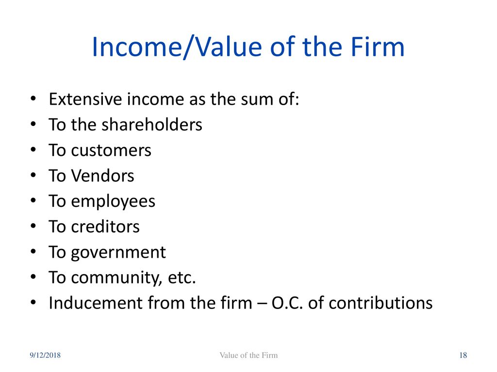 Income/Value of the Firm