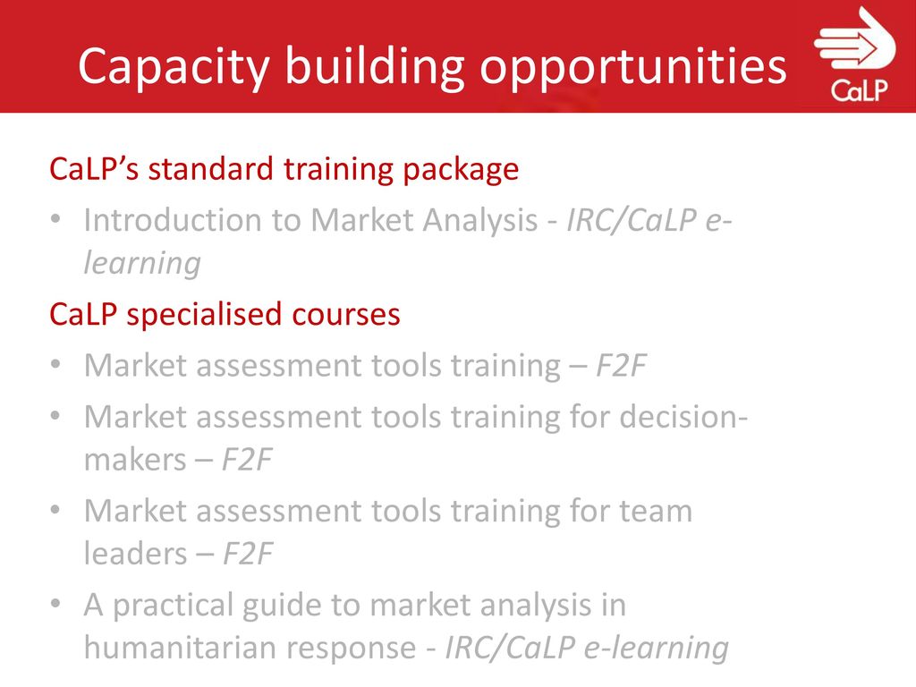 Capacity building opportunities
