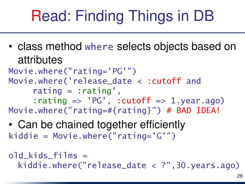 Read: Finding Things in DB