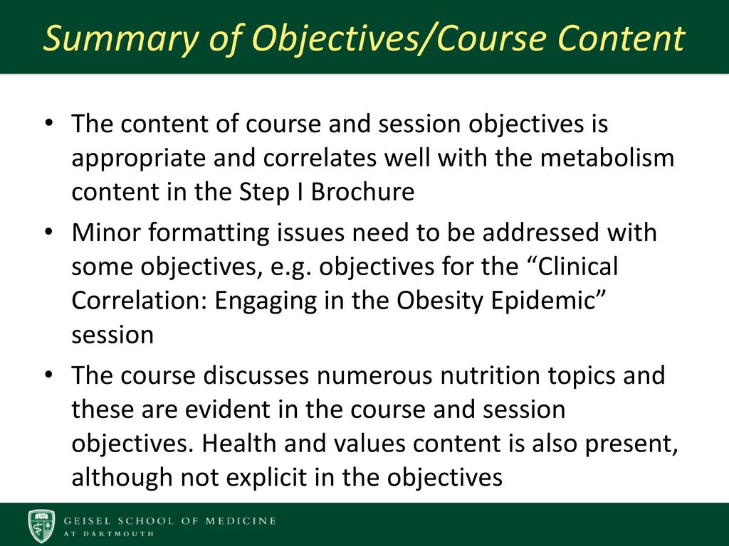 Summary of Objectives/Course Content