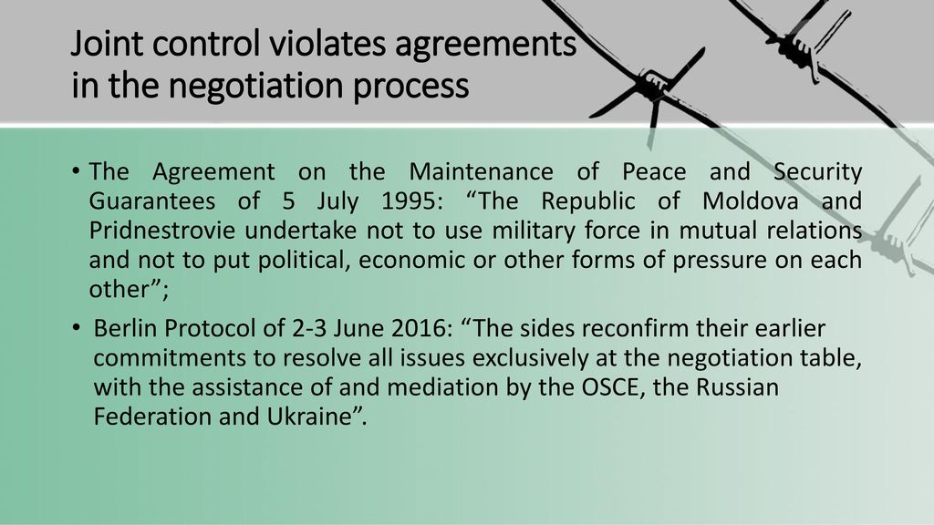 Joint control violates agreements in the negotiation process
