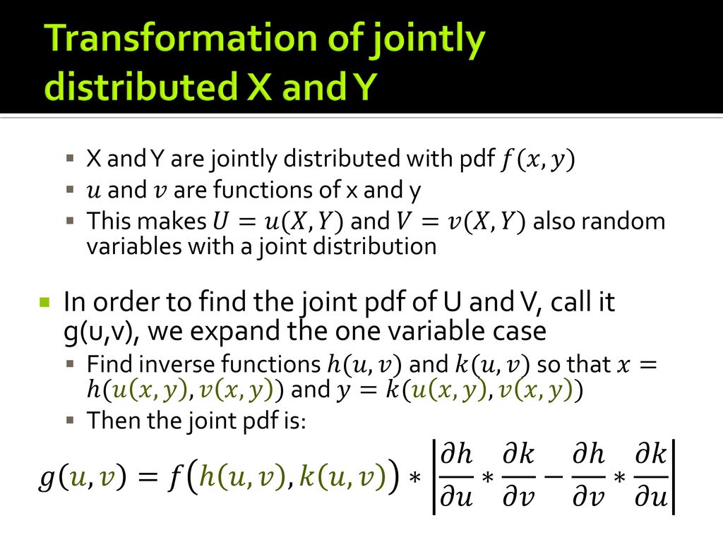Functions And Transformations Of Random Variables Ppt Download