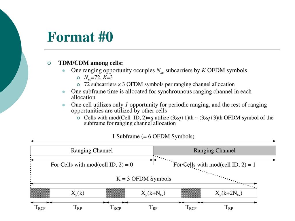 Format #0 TDM/CDM among cells: