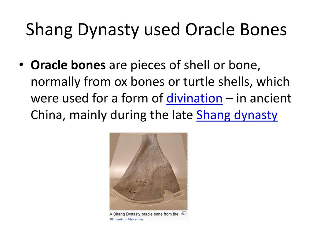 Shang Dynasty used Oracle Bones