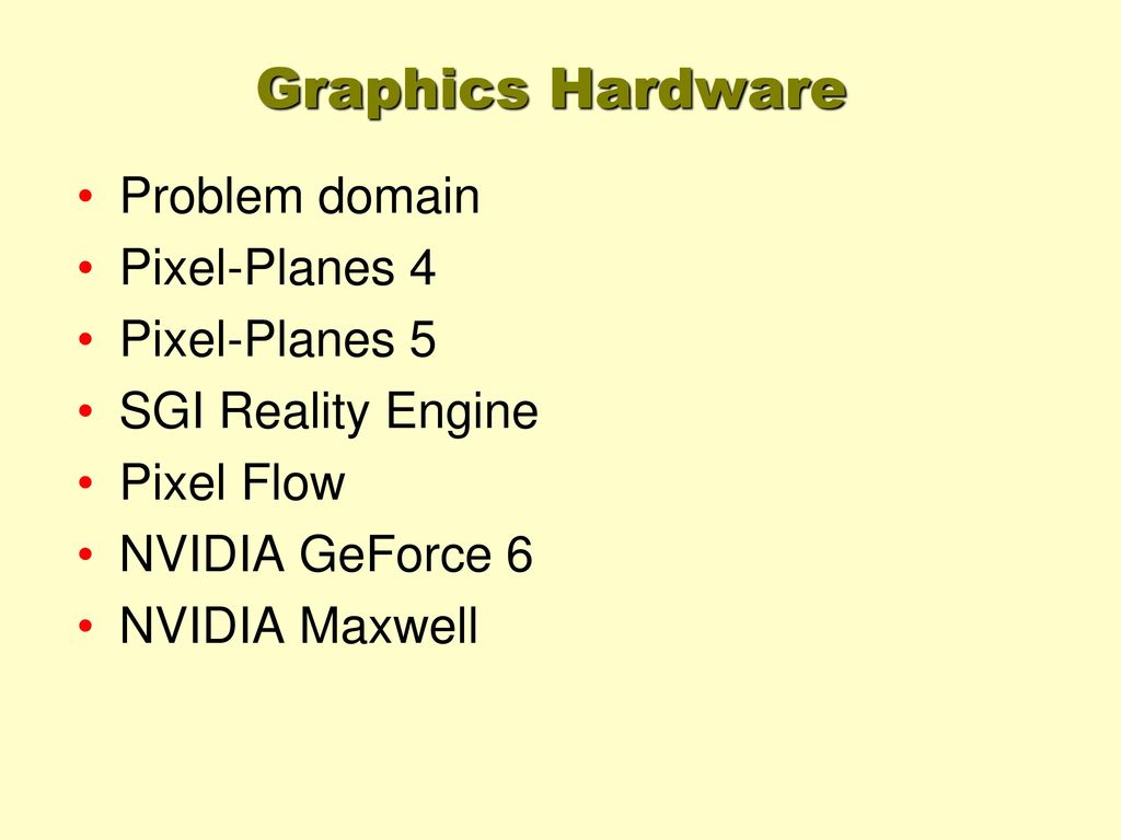 Graphics Hardware Problem domain Pixel-Planes 4 Pixel-Planes 5