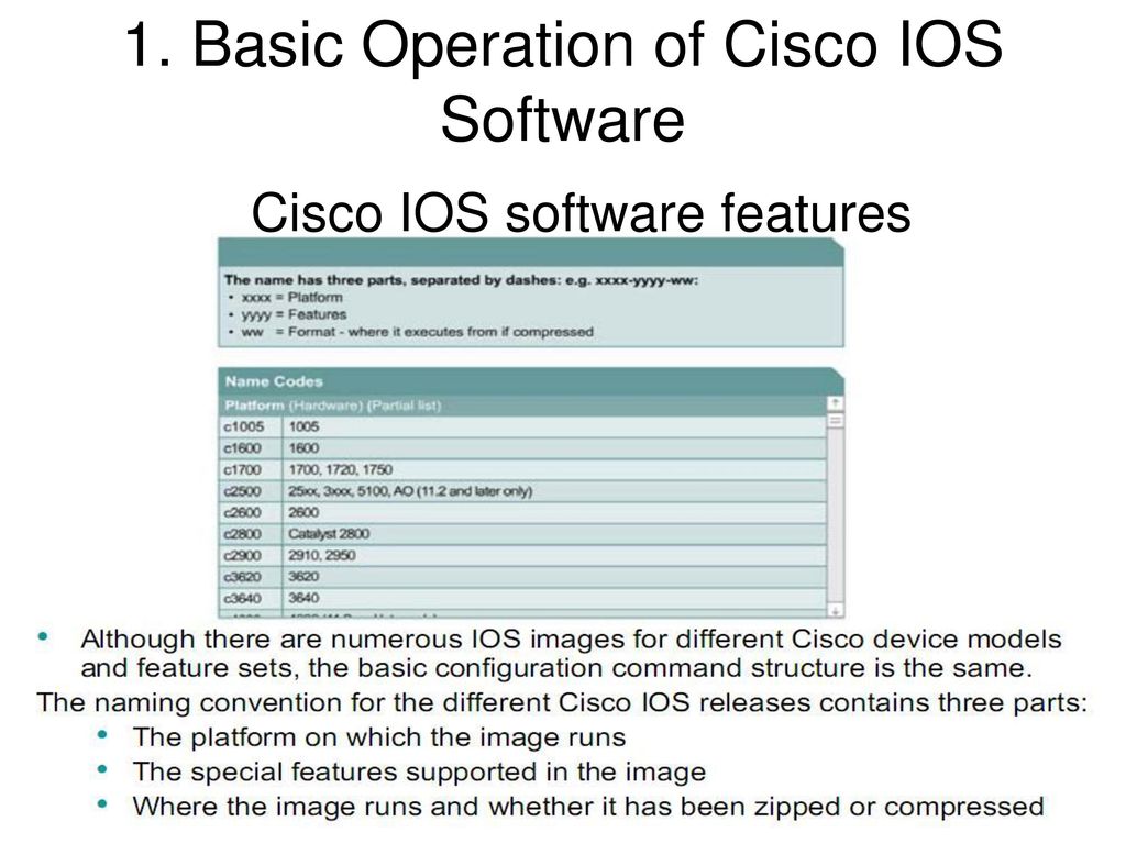 list the features and functions of cisco ios software