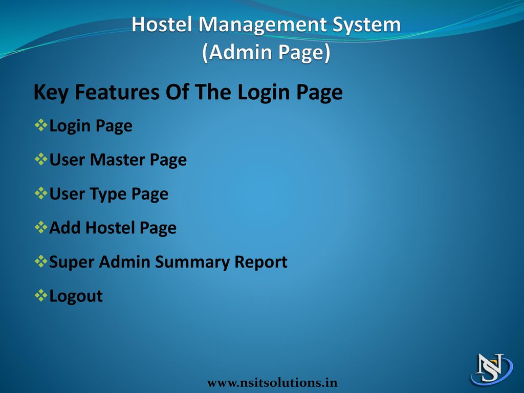 Hostel Management System (Admin Page)