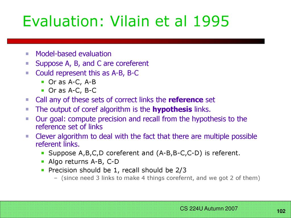 Evaluation: Vilain et al 1995