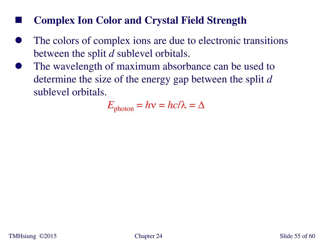 Complex Ion Color and Crystal Field Strength
