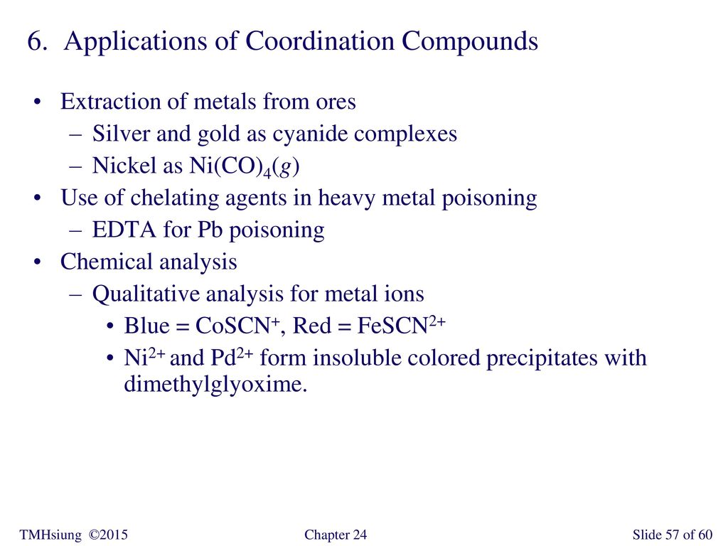 6. Applications of Coordination Compounds