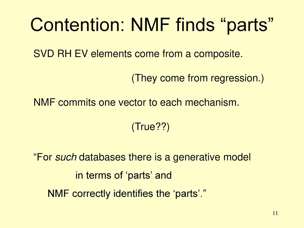 Contention: NMF finds parts