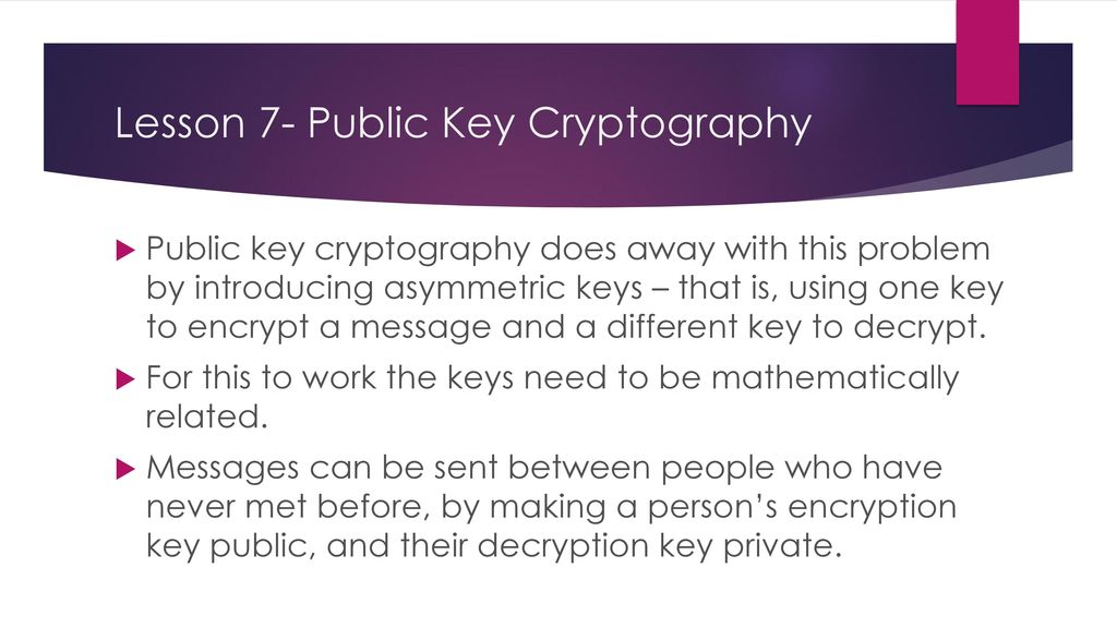 Lesson 7- Public Key Cryptography