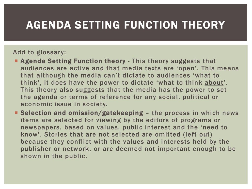 Agenda-setting function theory - ppt download