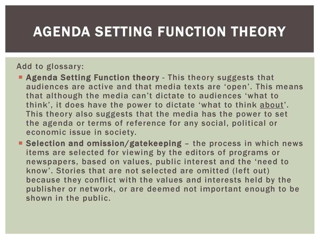 Agenda setting function theory ppt download