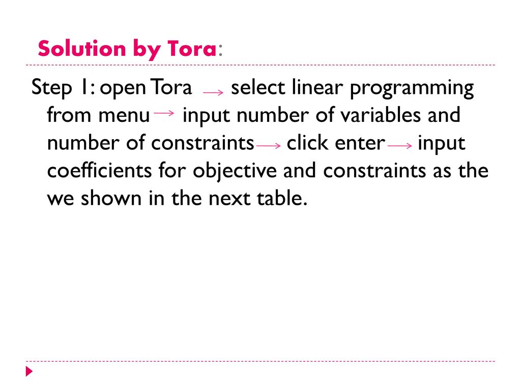 tora linear programming