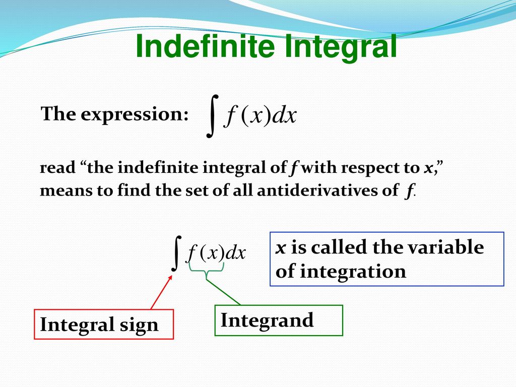 Indefinite Integral The expression: