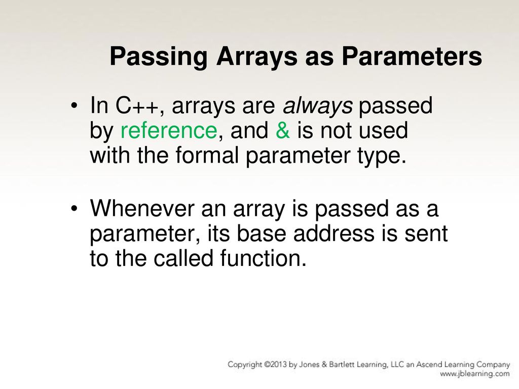 Passing Arrays as Parameters