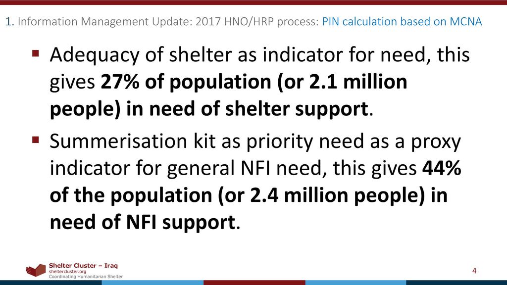1. Information Management Update: 2017 HNO/HRP process: PIN calculation based on MCNA