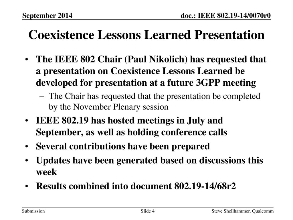Coexistence Lessons Learned Presentation