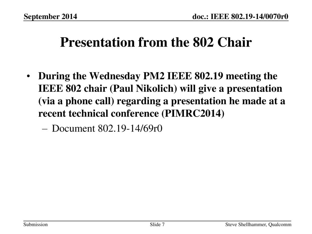 Presentation from the 802 Chair