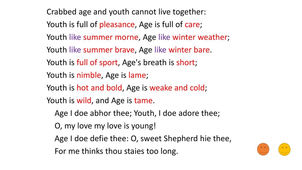 youth and age poem summary
