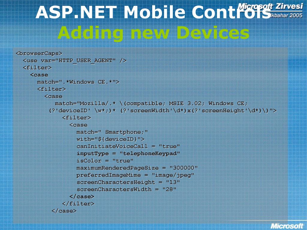 ASP.NET Mobile Controls Adding new Devices