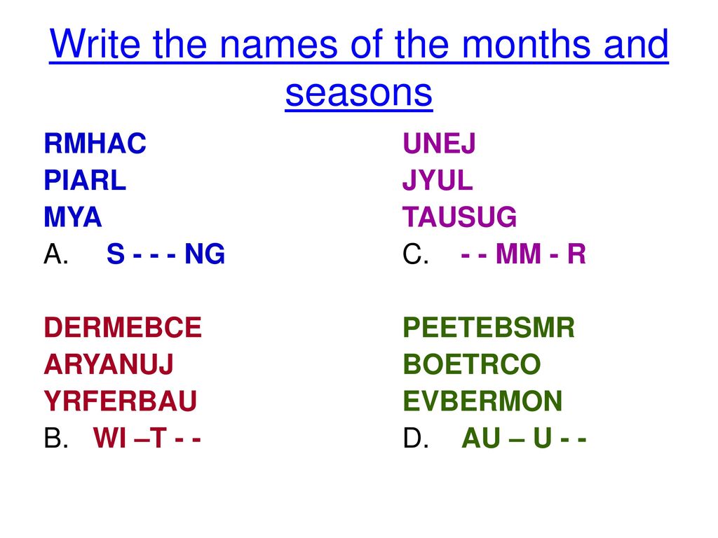 Complete the months and seasons. Write the names of the months. Write the names of the months then complete the names of the Seasons 5 класс. RMHAC. Write the Seasons.