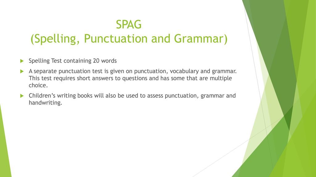 SPAG (Spelling, Punctuation and Grammar)