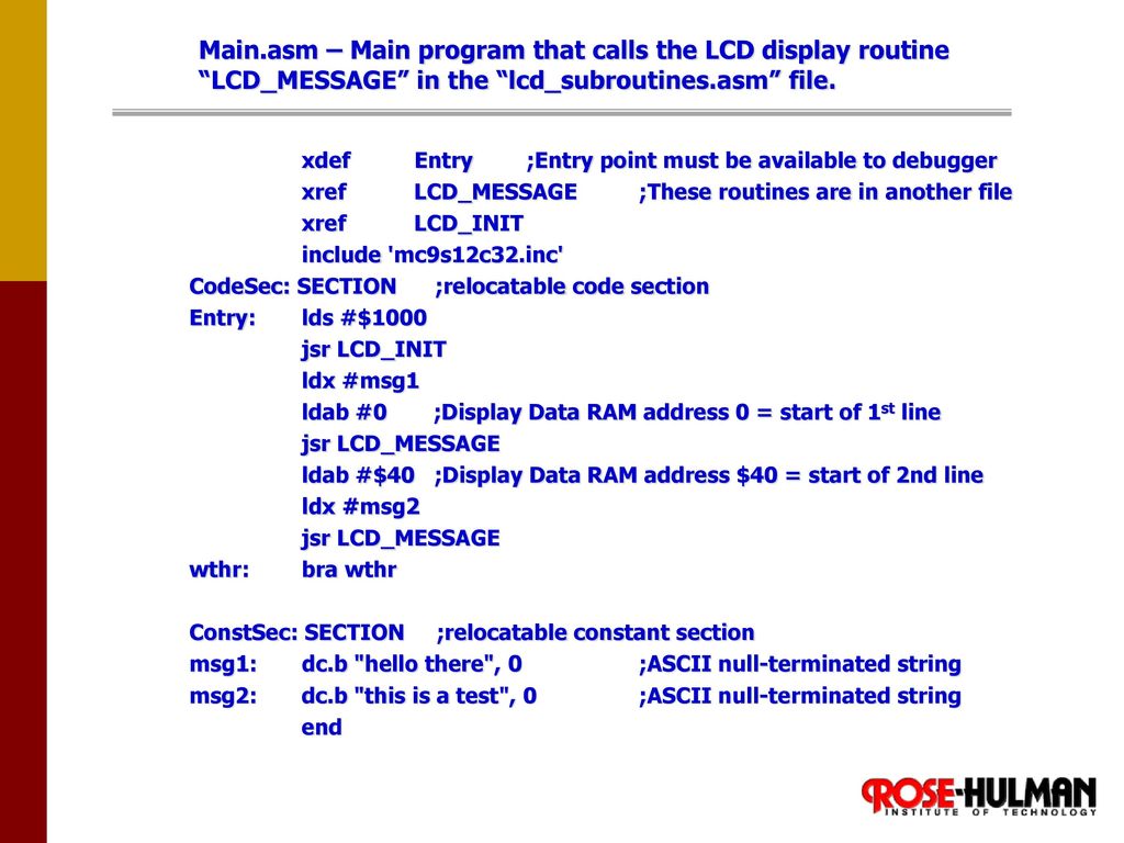 Interfacing The Hc S 12 Microcontroller To A Hitachi Optrex Lcd