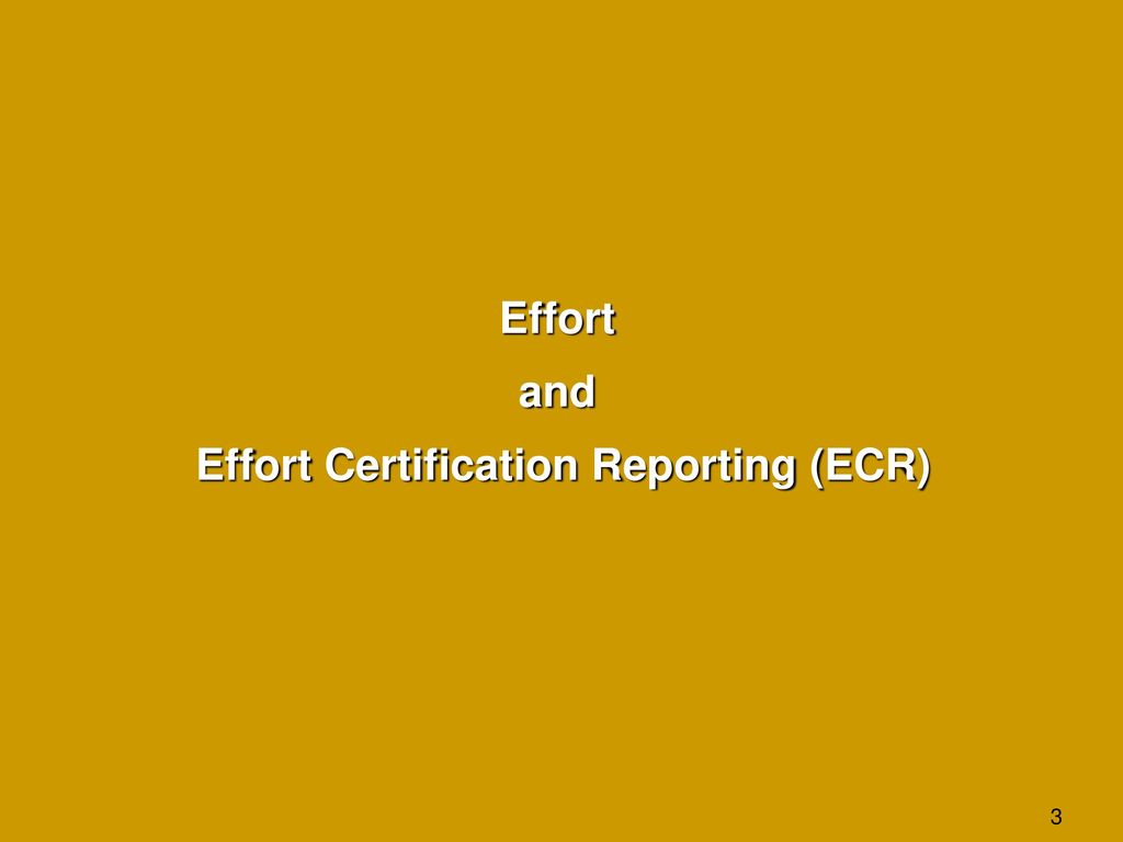 Effort Certification Reporting (ECR)