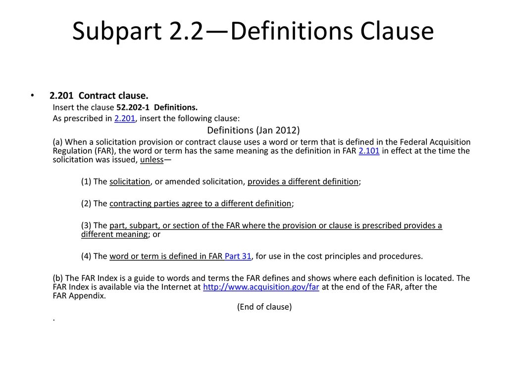 FAR Part 2 - Definitions of Words and Terms - ppt download