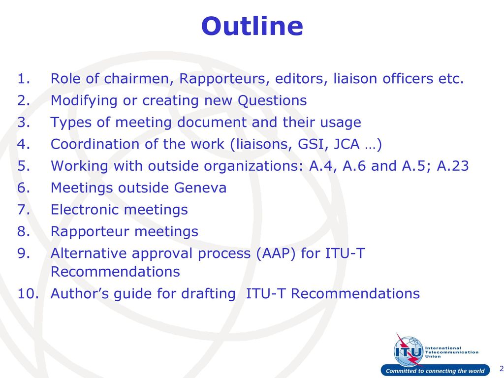 ITU-T SG 22 Information session for Rapporteurs/Editors and other For Rapporteur Report Template