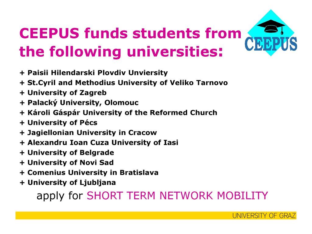 CEEPUS funds students from the following universities: