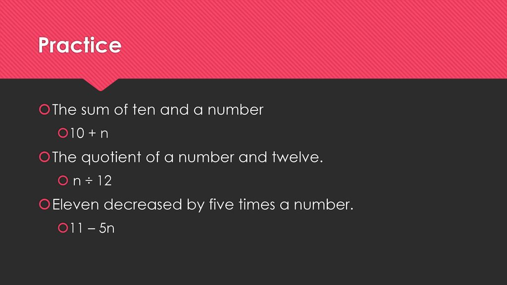 Writing Algebraic Expressions - ppt download