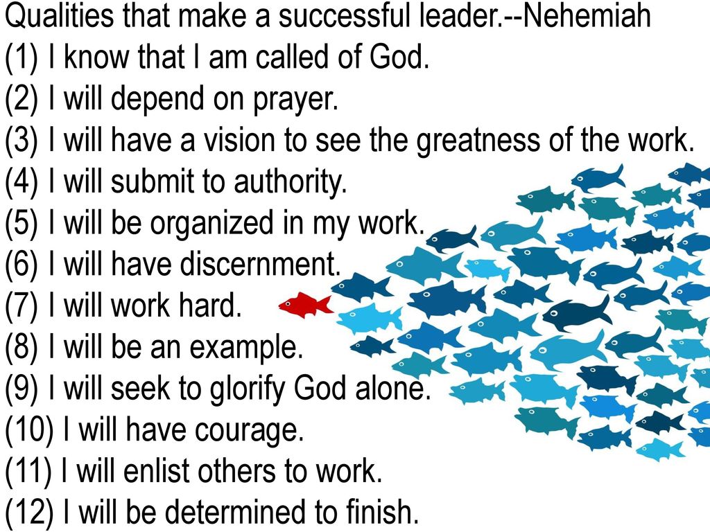 Qualities that make a successful leader.--Nehemiah