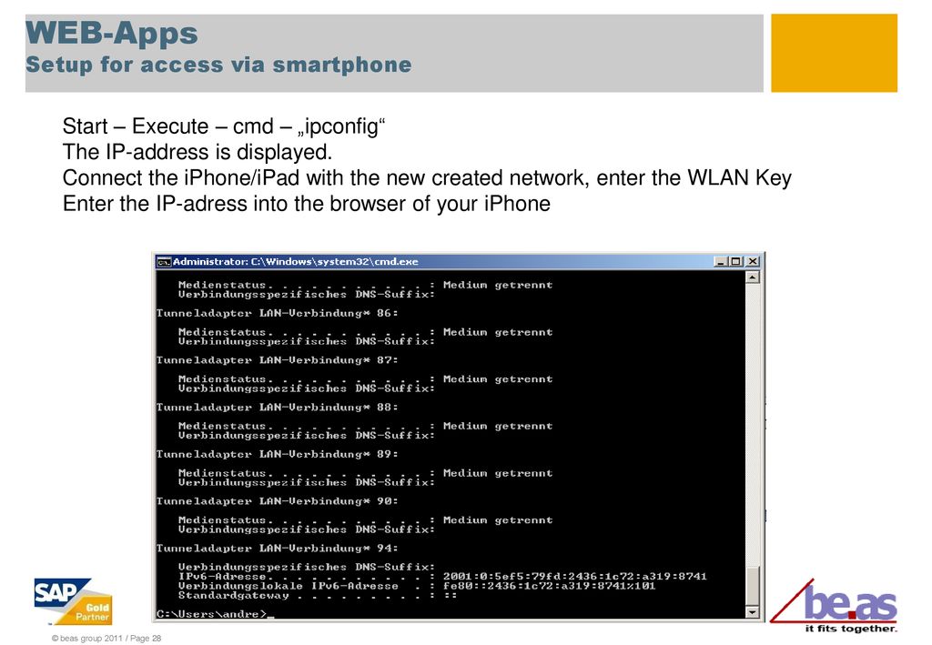 WEB-Apps Setup for access via smartphone