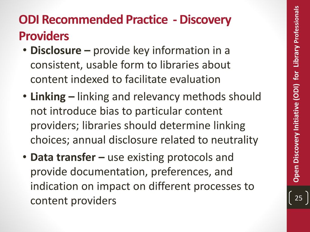 ODI Recommended Practice - Discovery Providers