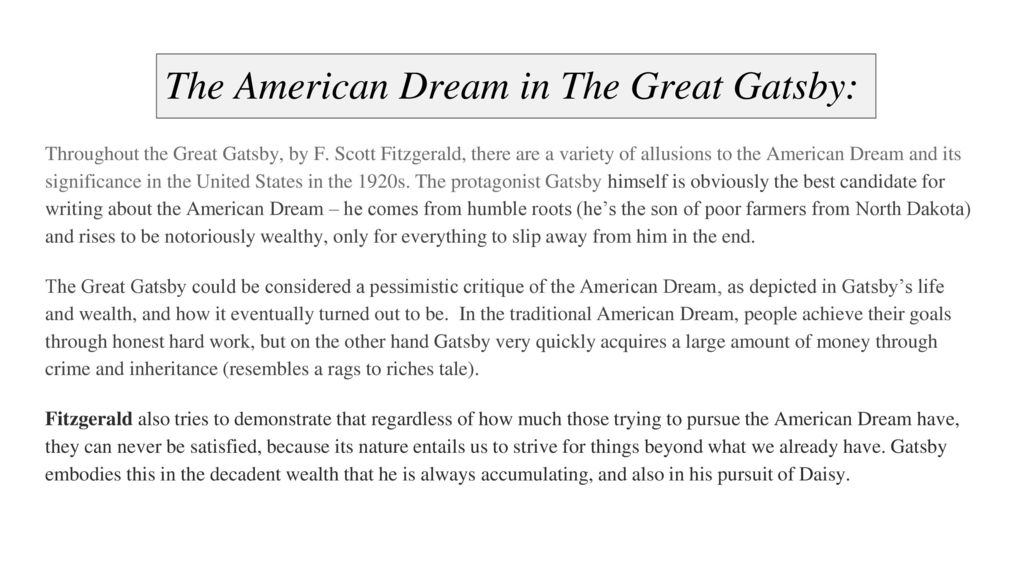 jay gatsby and the american dream