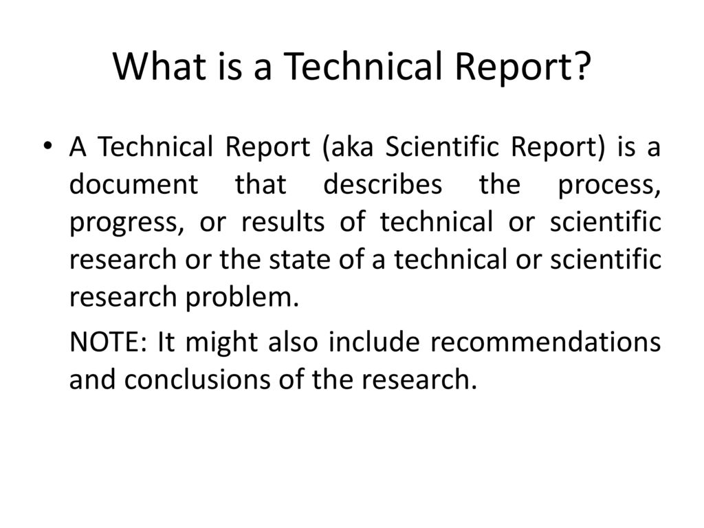 what is technical report in research