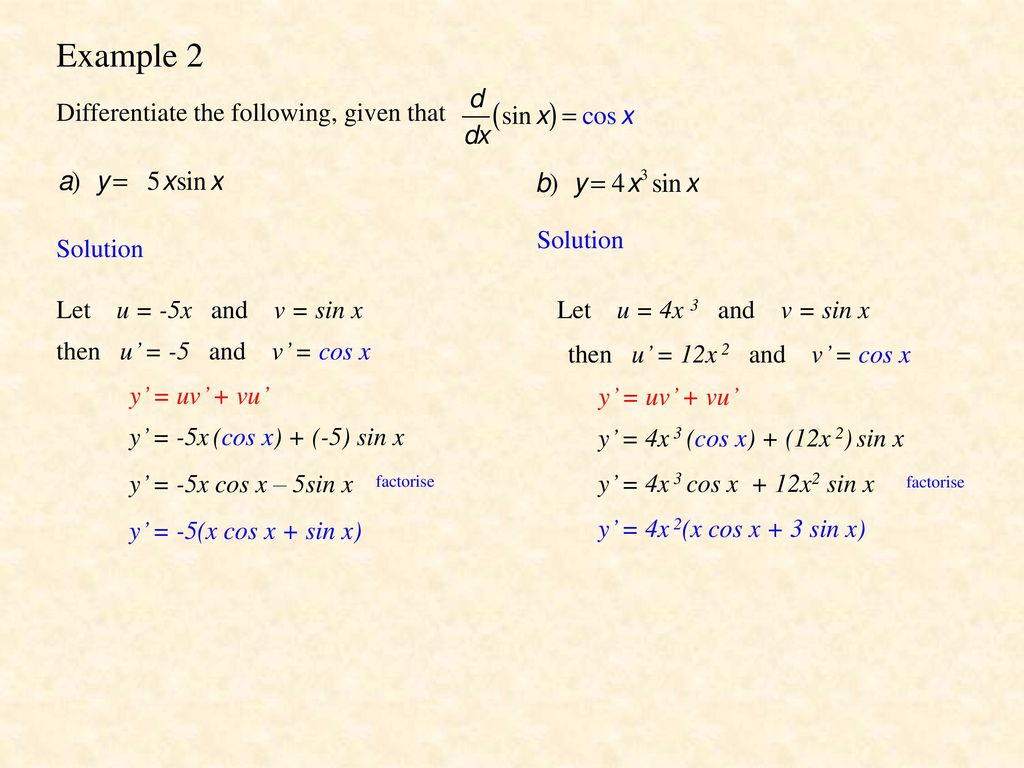 Differentiation Product Rule By Mr Porter Ppt Download