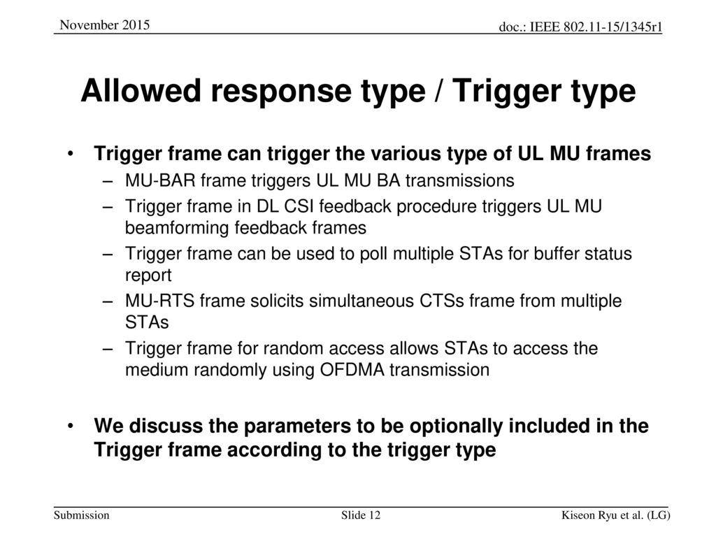 Allowed response type / Trigger type