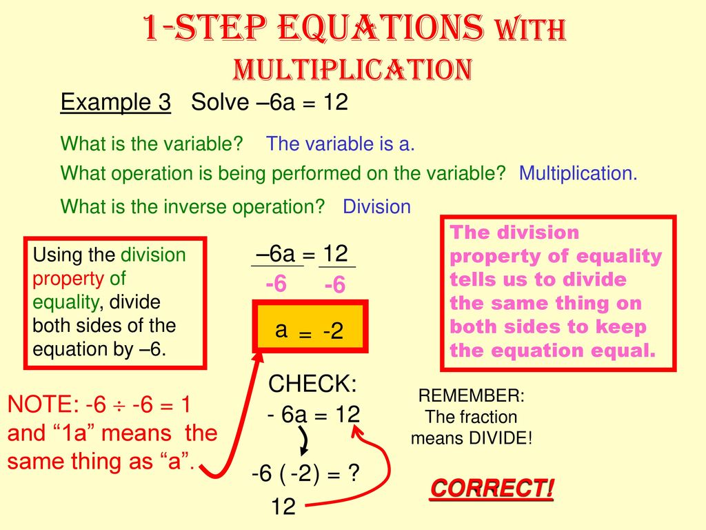1-Step Equations with multiplication