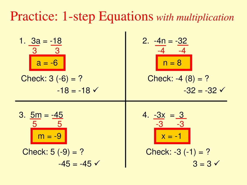 Practice: 1-step Equations with multiplication
