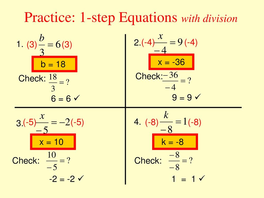 Practice: 1-step Equations with division