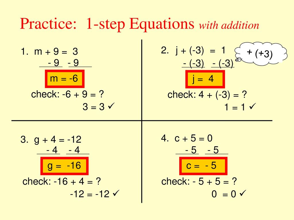 Practice: 1-step Equations with addition