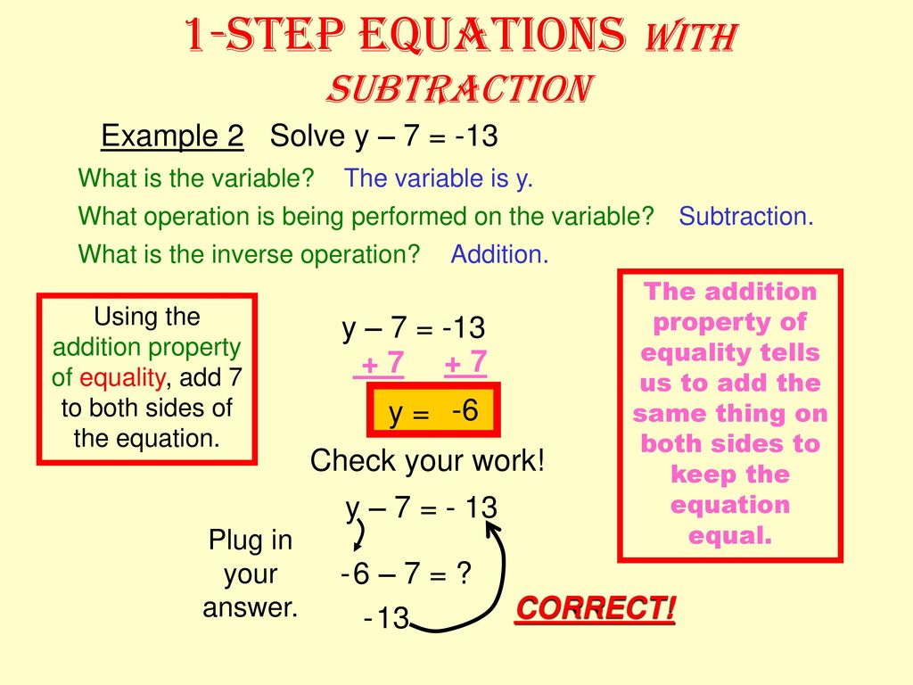 1-Step Equations with subtraction