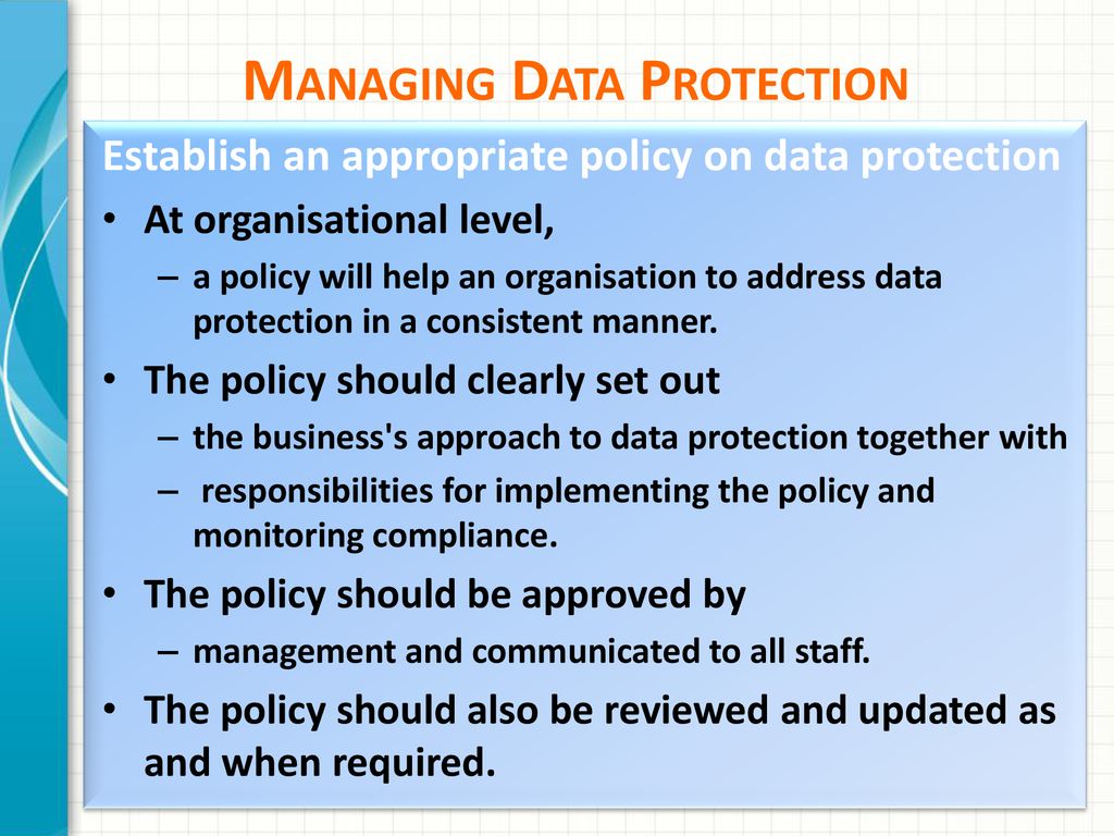Managing Data Protection
